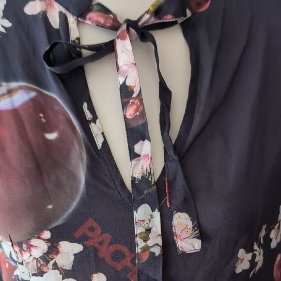 Pacha 1966 Sweet Cherry Tie V Neck Dress S - Picture 3 of 14